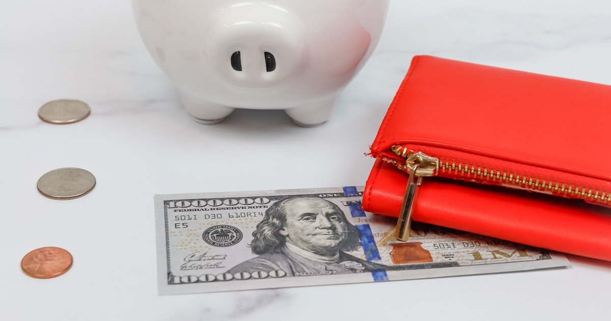 Piggy bank and cash representing monthly savings